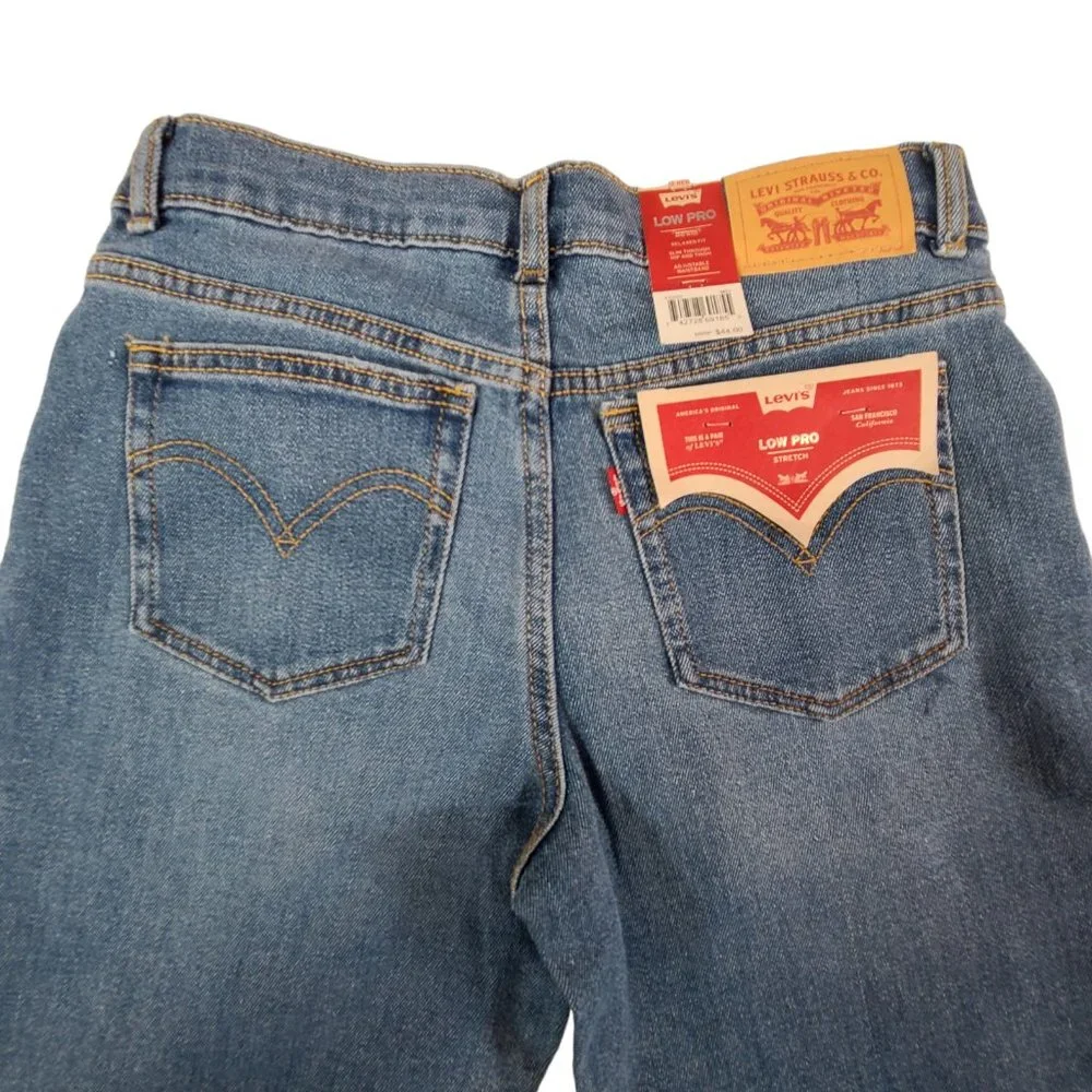 Levi's Girls Size 12R Blue Solid Low Pro Straight Cut Jeans Mid Rise NWT - Picture 13 of 14